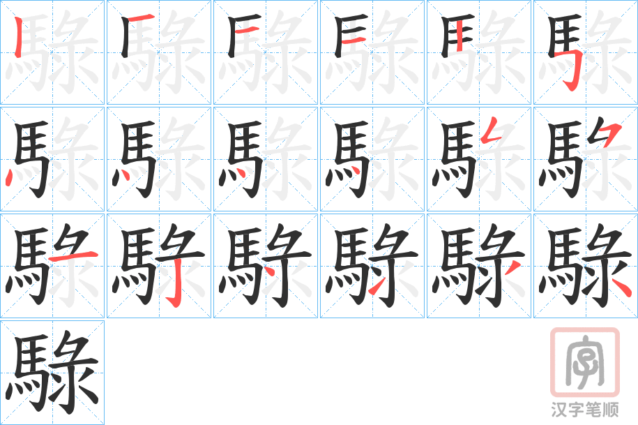 《騄》的笔顺分步演示（一笔一画写字）