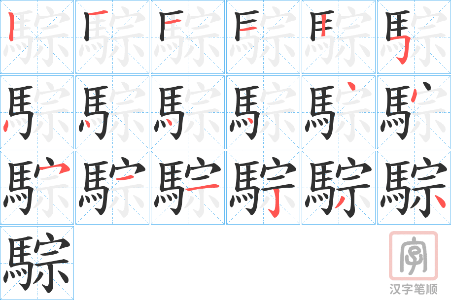 《騌》的笔顺分步演示（一笔一画写字）