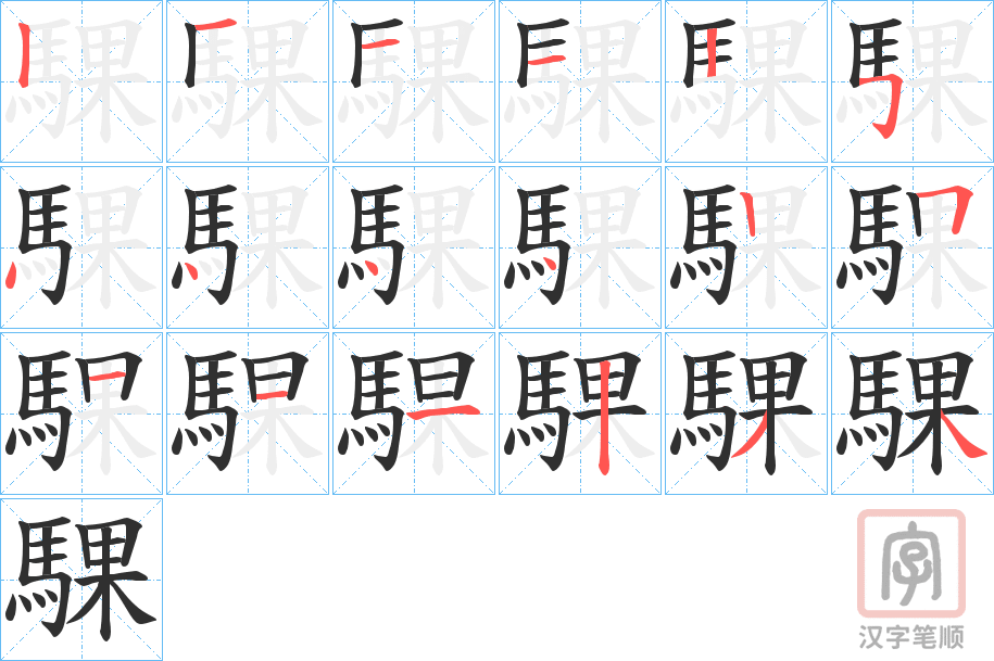 《騍》的笔顺分步演示（一笔一画写字）