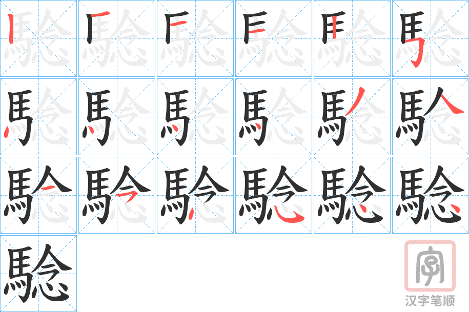 《騐》的笔顺分步演示（一笔一画写字）