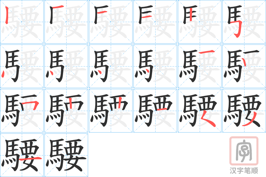 《騕》的笔顺分步演示（一笔一画写字）