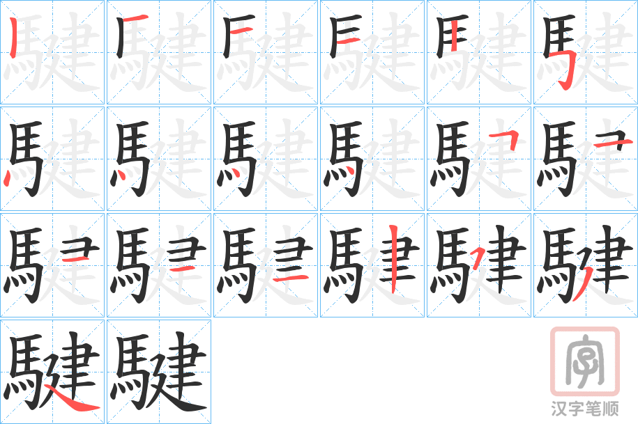 《騝》的笔顺分步演示（一笔一画写字）