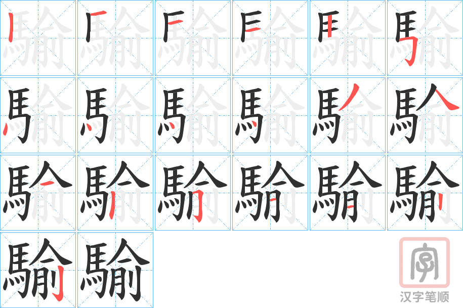 《騟》的笔顺分步演示（一笔一画写字）