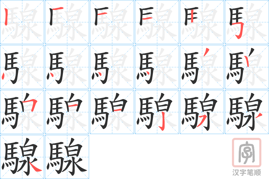 《騡》的笔顺分步演示（一笔一画写字）