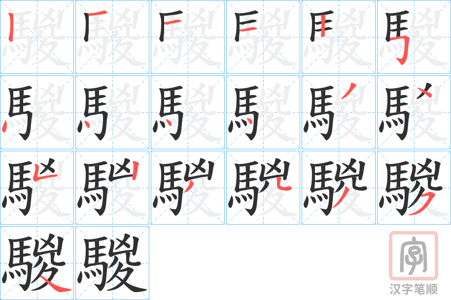 《騣》的笔顺分步演示（一笔一画写字）