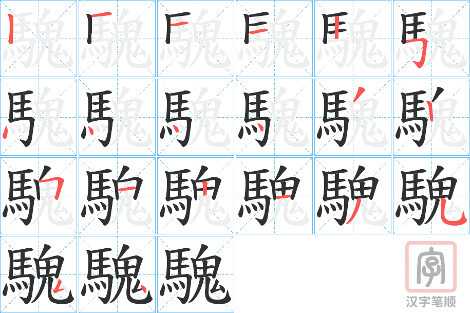 《騩》的笔顺分步演示（一笔一画写字）