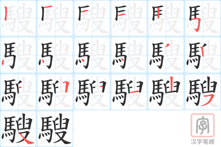 《騪》的笔顺分步演示（一笔一画写字）