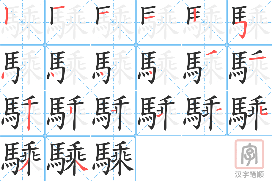 《騬》的笔顺分步演示（一笔一画写字）