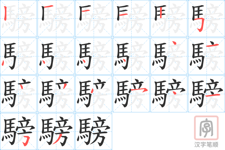 《騯》的笔顺分步演示（一笔一画写字）