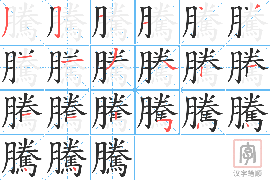 《騰》的笔顺分步演示（一笔一画写字）
