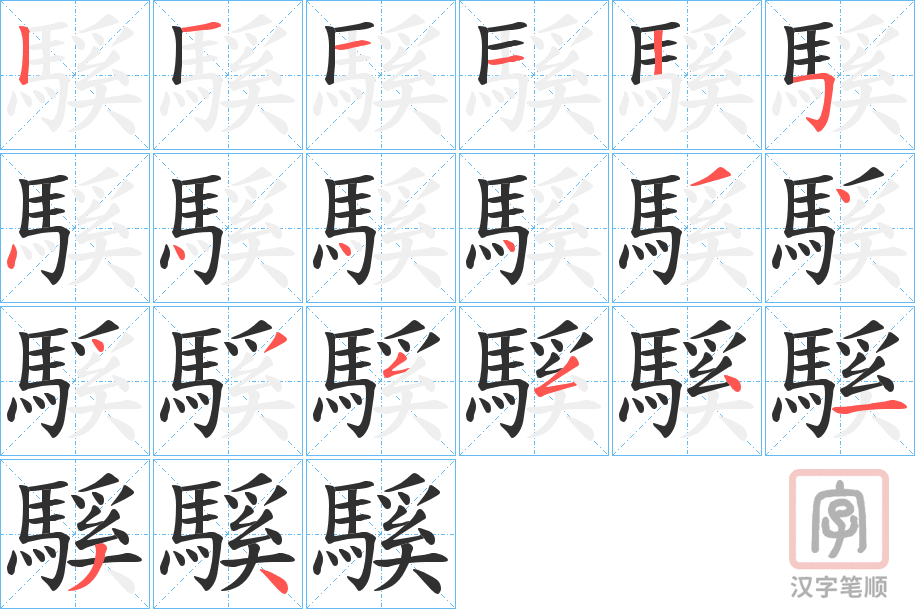 《騱》的笔顺分步演示（一笔一画写字）