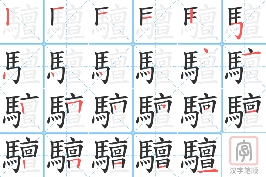 《驙》的笔顺分步演示（一笔一画写字）