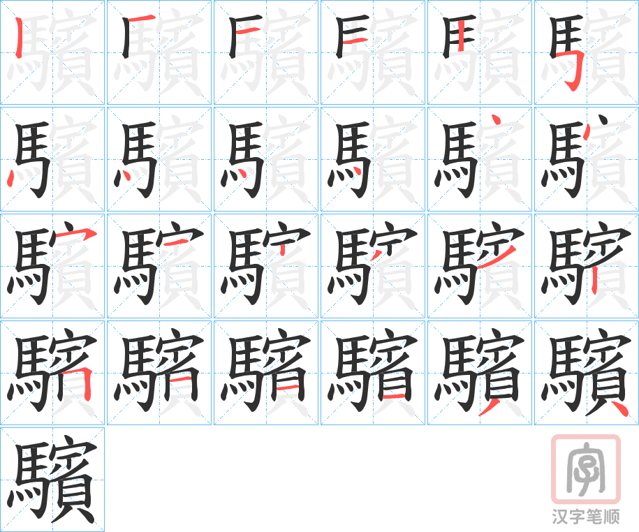 《驞》的笔顺分步演示（一笔一画写字）