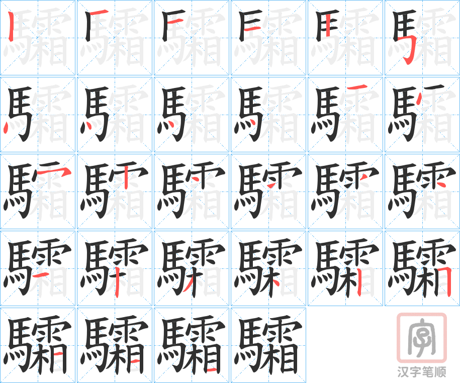 《驦》的笔顺分步演示（一笔一画写字）