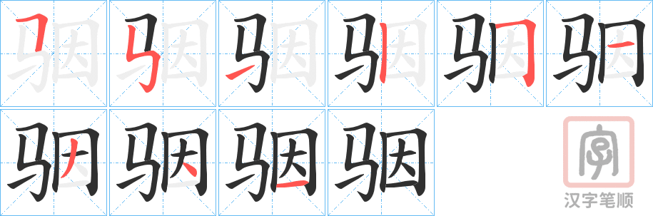 《骃》的笔顺分步演示（一笔一画写字）