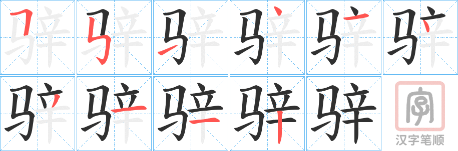 《骍》的笔顺分步演示（一笔一画写字）