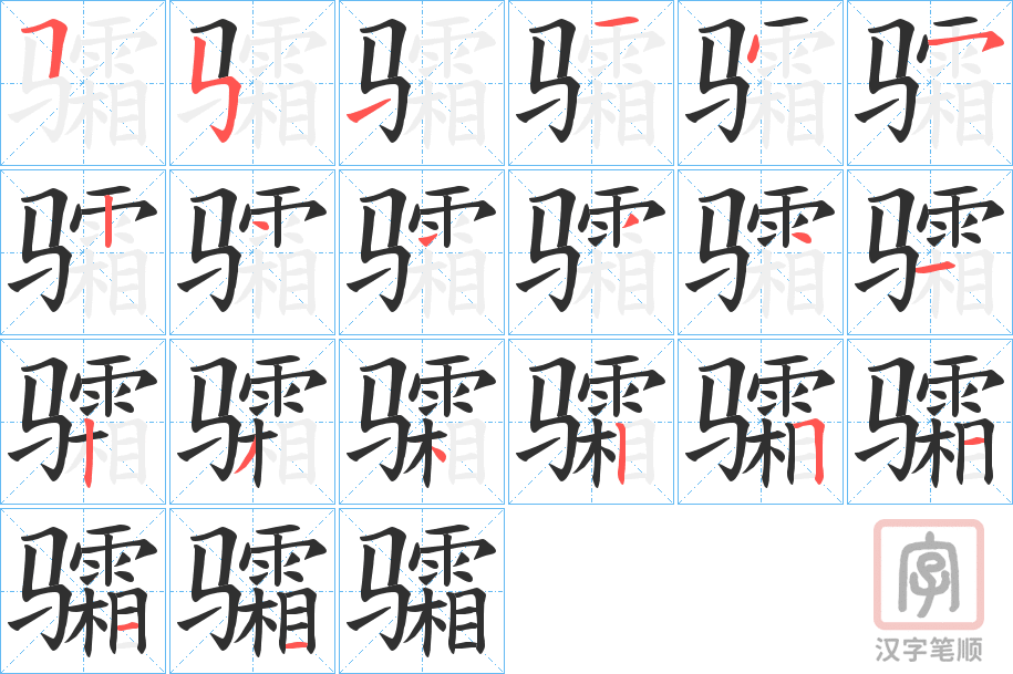 《骦》的笔顺分步演示（一笔一画写字）