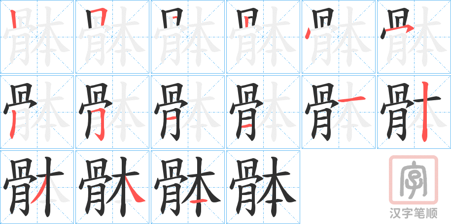 《骵》的笔顺分步演示（一笔一画写字）