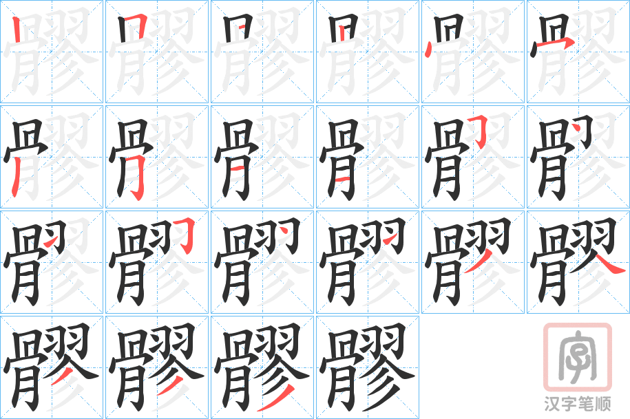 《髎》的笔顺分步演示（一笔一画写字）