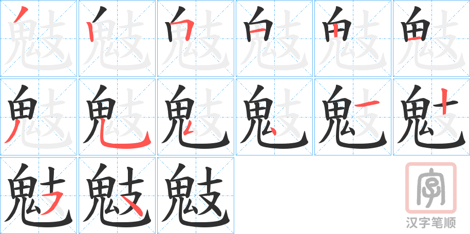 《鬾》的笔顺分步演示（一笔一画写字）