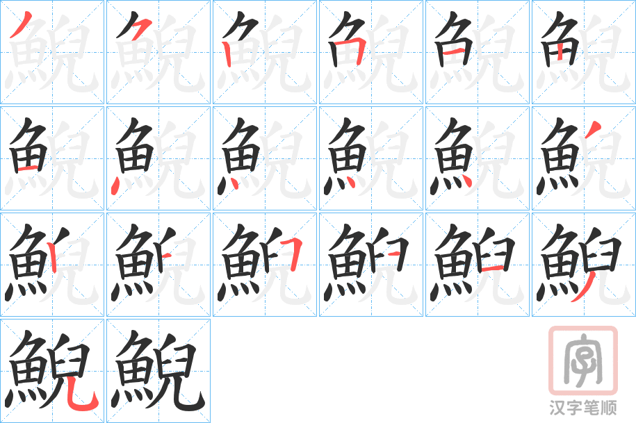 《鯢》的笔顺分步演示（一笔一画写字）