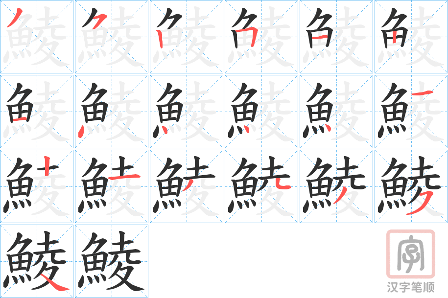 《鯪》的笔顺分步演示（一笔一画写字）