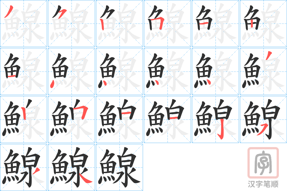 《鰁》的笔顺分步演示（一笔一画写字）