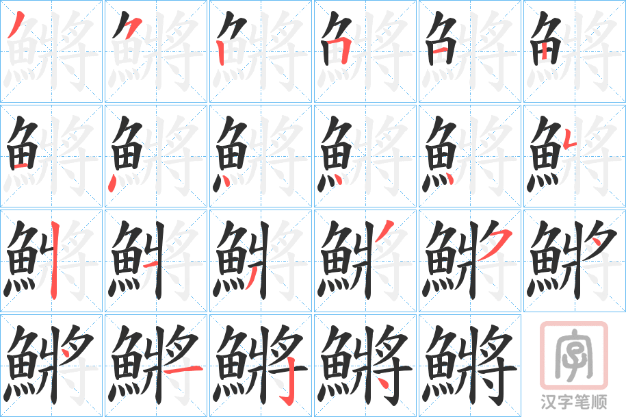 《鱂》的笔顺分步演示（一笔一画写字）