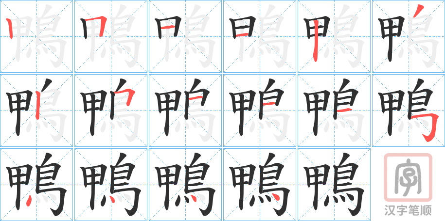 《鴨》的笔顺分步演示（一笔一画写字）