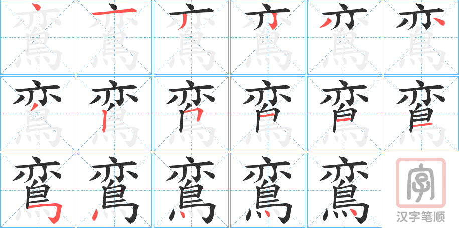 《鵉》的笔顺分步演示（一笔一画写字）