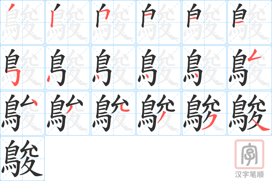 《鵔》的笔顺分步演示（一笔一画写字）