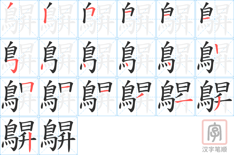《鵿》的笔顺分步演示（一笔一画写字）