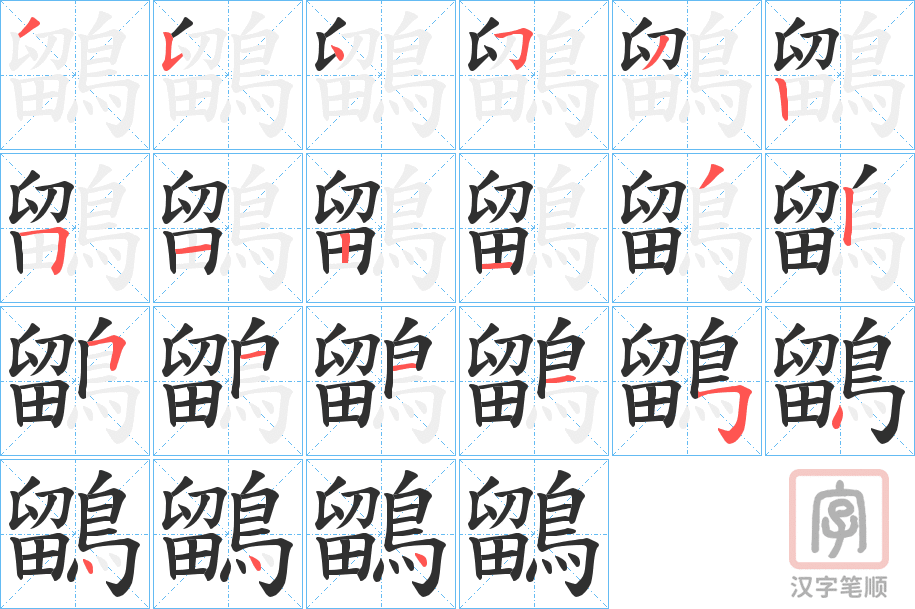 《鶹》的笔顺分步演示（一笔一画写字）