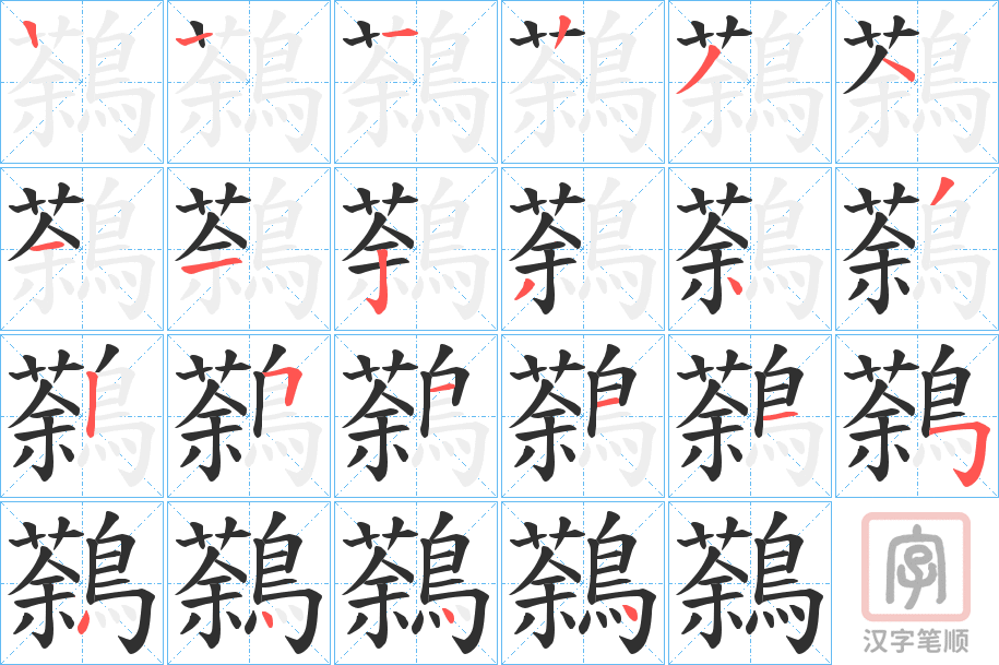 《鷋》的笔顺分步演示（一笔一画写字）