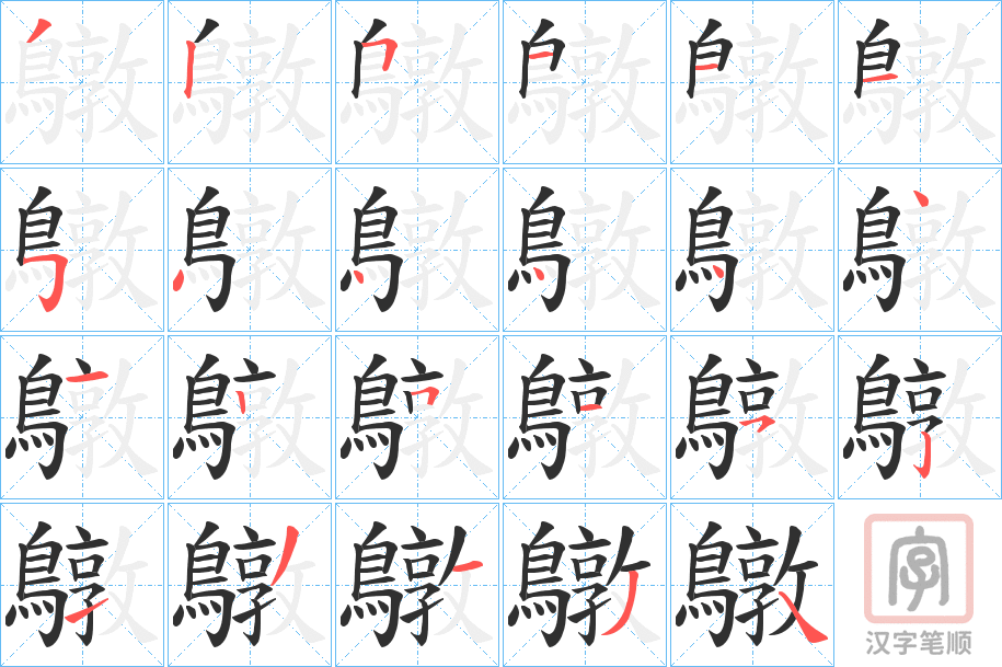 《鷻》的笔顺分步演示（一笔一画写字）