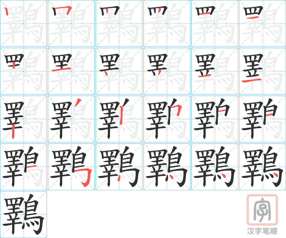 《鸅》的笔顺分步演示（一笔一画写字）