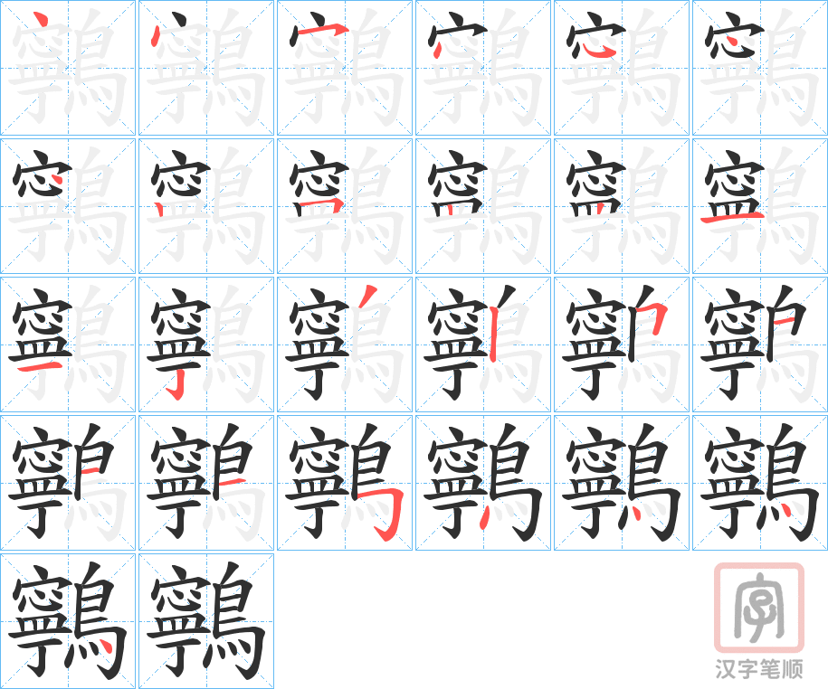 《鸋》的笔顺分步演示（一笔一画写字）
