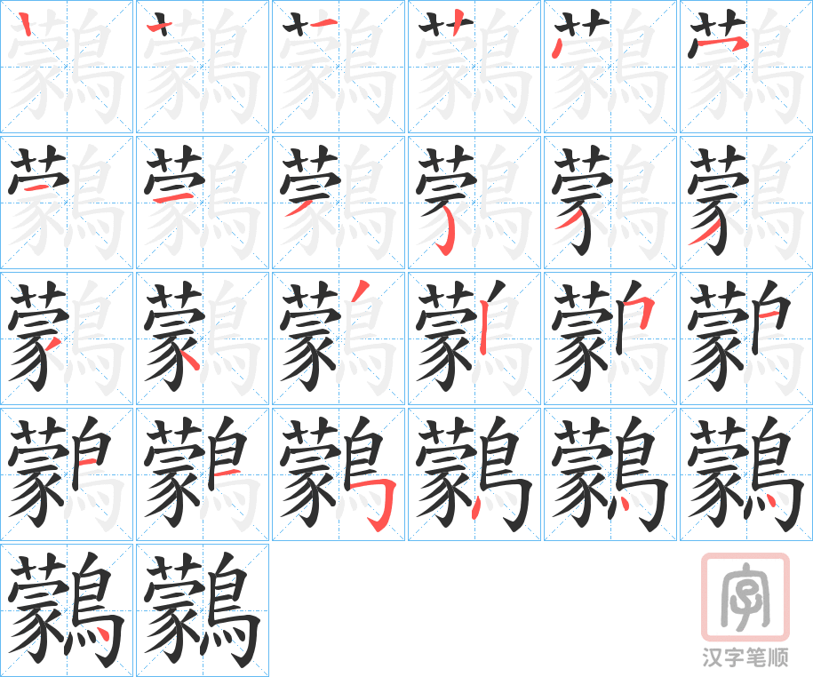 《鸏》的笔顺分步演示（一笔一画写字）