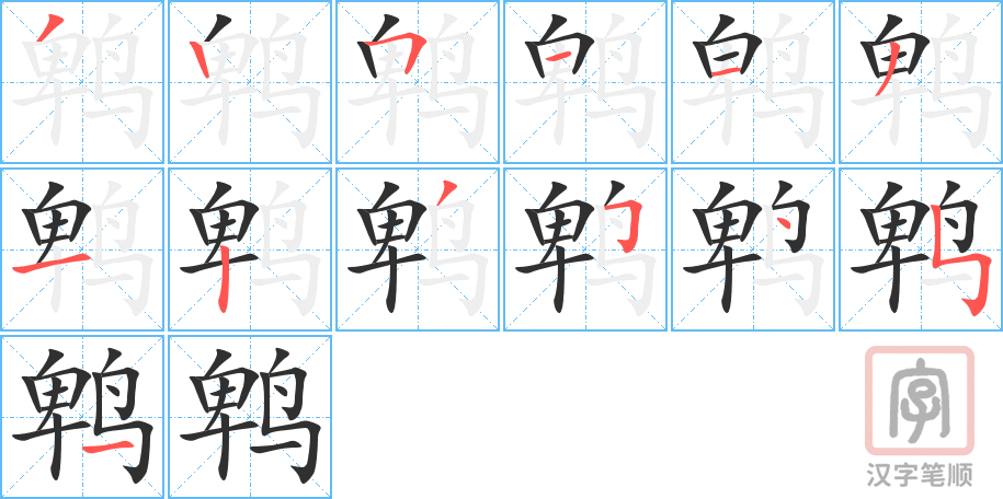 《鹎》的笔顺分步演示（一笔一画写字）